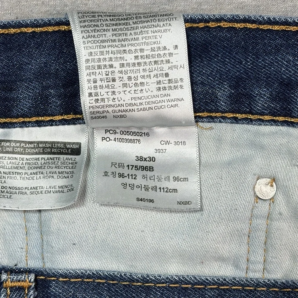 Levis 505 Jeans Men's 38x30 Regular Straight Blue Denim Wash Jeans Cotton Casual